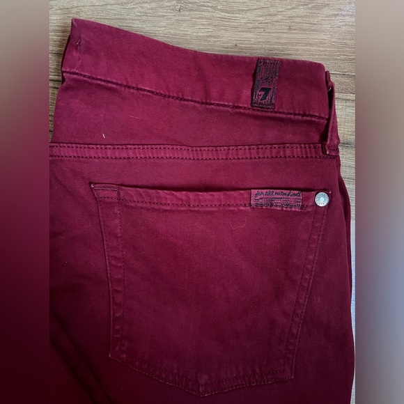 7 For All Mankind Ruby Red Ankle Skinny Jeans Extreme Grind Hem Size 31 - Picture 4 of 9